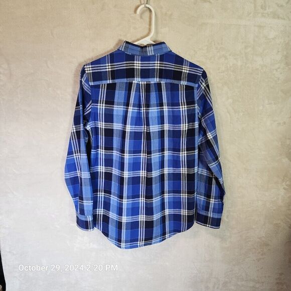 Ralph Lauren Indigo Madras Plaid Button Up Down Shirt Long Sleeve  Size L 14-16 - Picture 6 of 11